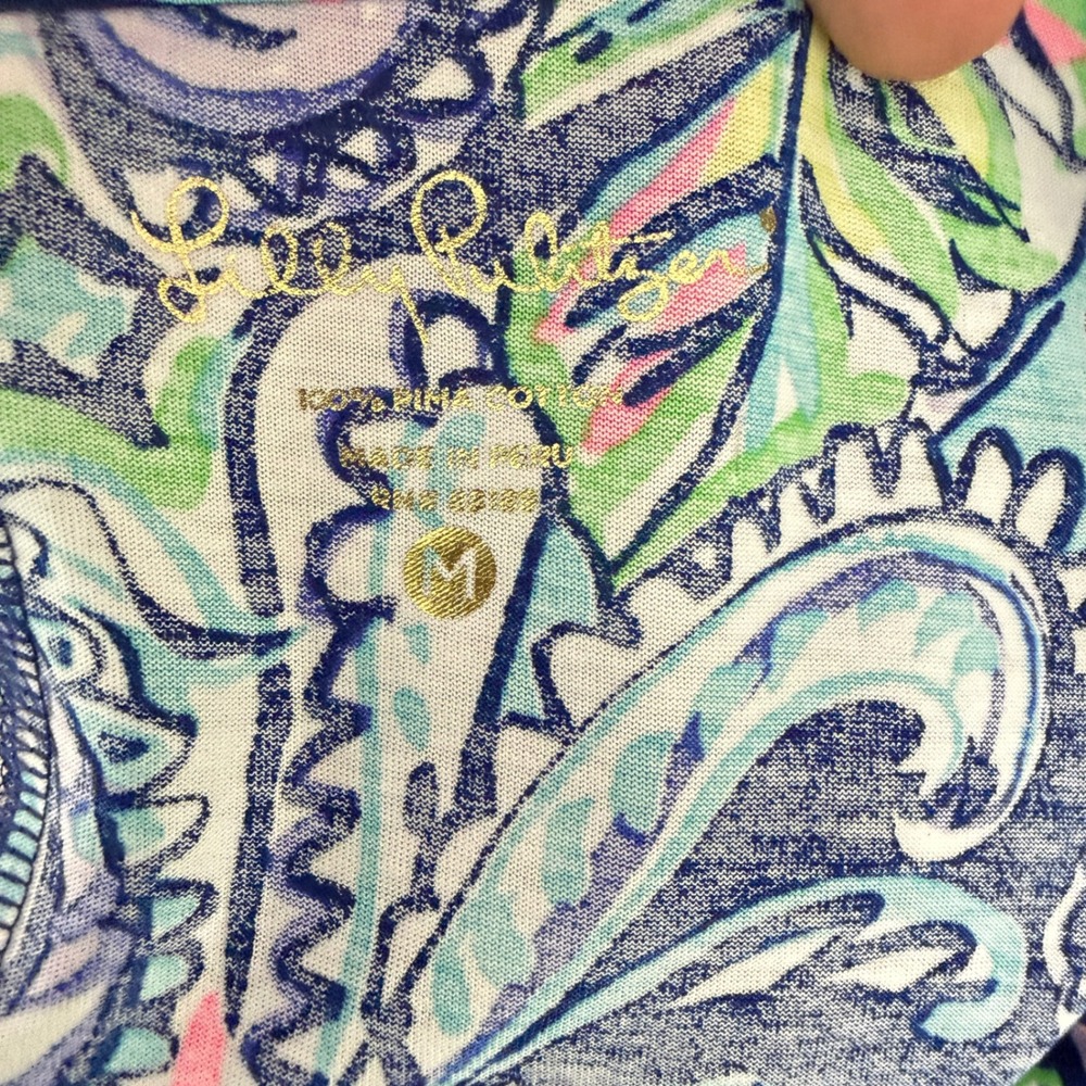 Lilly Pulitzer Edna Swing Dress Women Medium Blue Hanging With Fronds Paisley - Picture 5 of 7